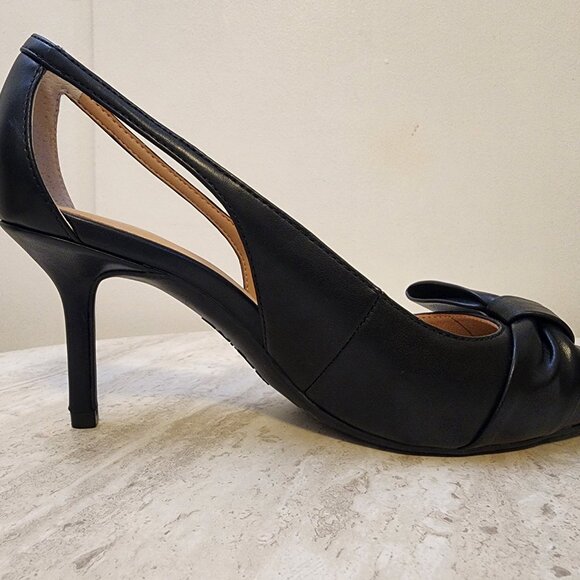 On 34th Womens Elayne Cutout Pumps Black Smooth 6.5M - A010 - Picture 3 of 11